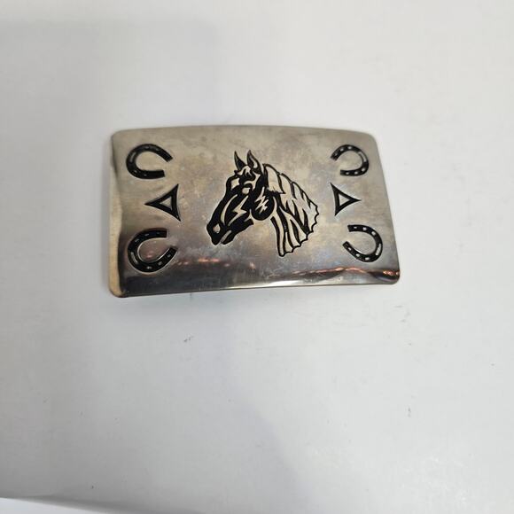 Chambers Belt Co. Western Horse Belt Buckle Silver - Picture 1 of 3